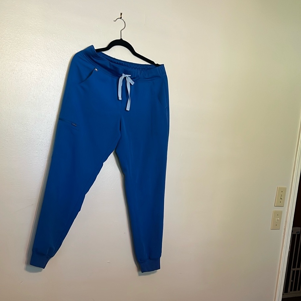 Figs Royal Blue Joggers Elastic Cuffs Relaxed Fit